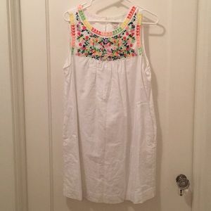J. Crew Factory Embroidered Linen/Cotton Dress